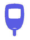 Lila Blutzuckermessgerät Icon mit einem Bildschirm und zwei Schaltflächen